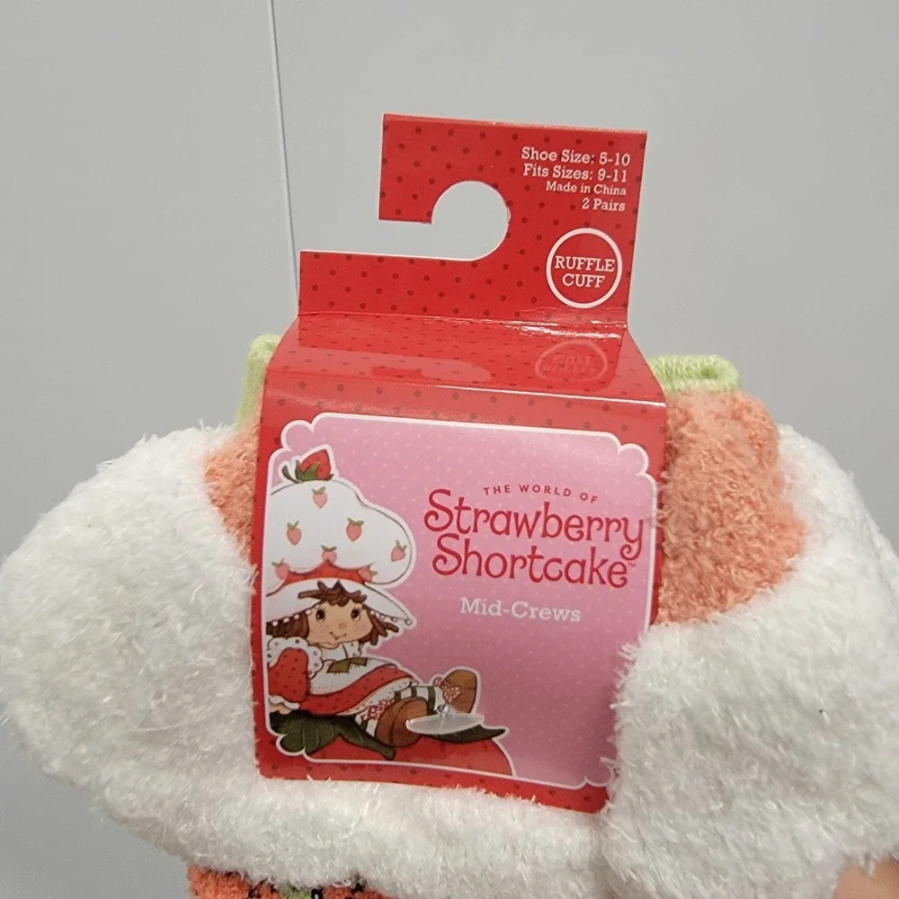 NEW Strawberry Shortcake Ruffle Cuff & Lemon Meringue Mid Crew Soft Socks 2 Pair
